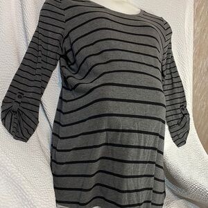 Gray Striped Maternity Top